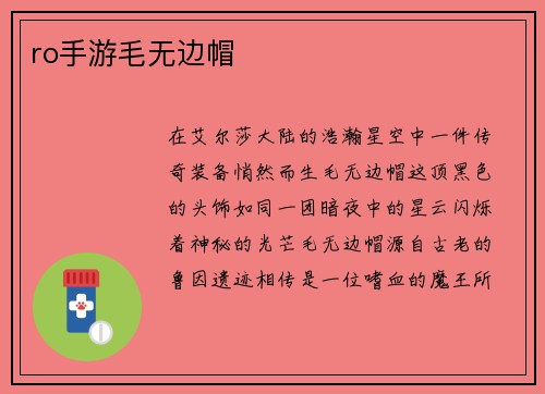 ro手游毛无边帽